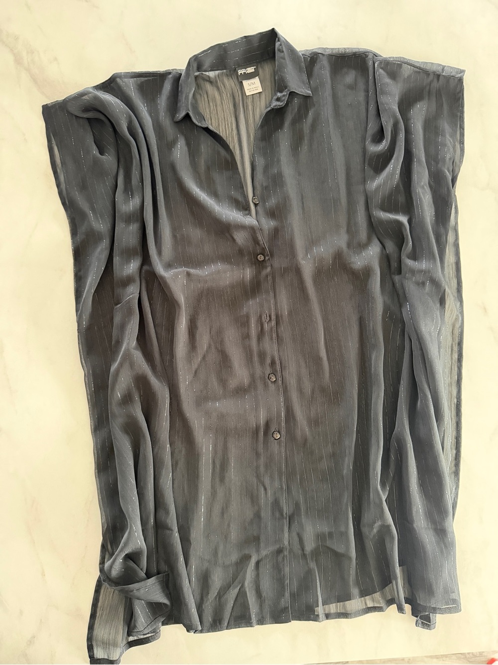 Lightweight Sheer Button-Front Coverup in Black